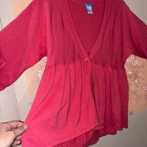 U-Knit Dresses Coral V-Neck Blouse